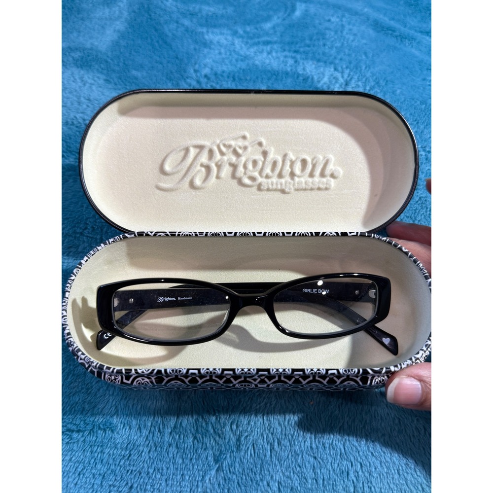 Brighton Girlie Bow Black Rectangular Reading Glasses A20283-140 with Case